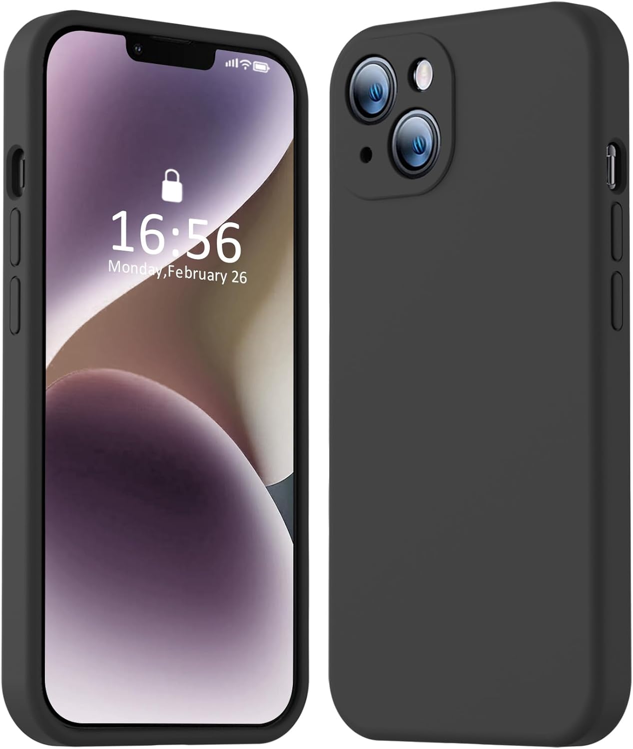 Vooii Compatible con iPhone 14, silicona líquida mejorada con protección de cámara de cubierta completa, forro de microfibra antiarañazos suave,