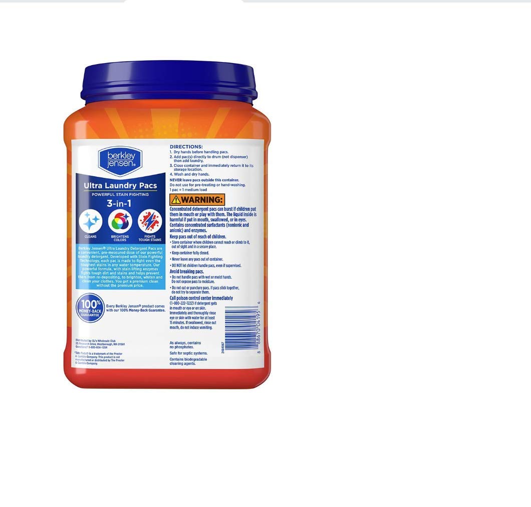 Berkley jensen Ultra Laundry Pacs, 120 unidades, 100 onzas