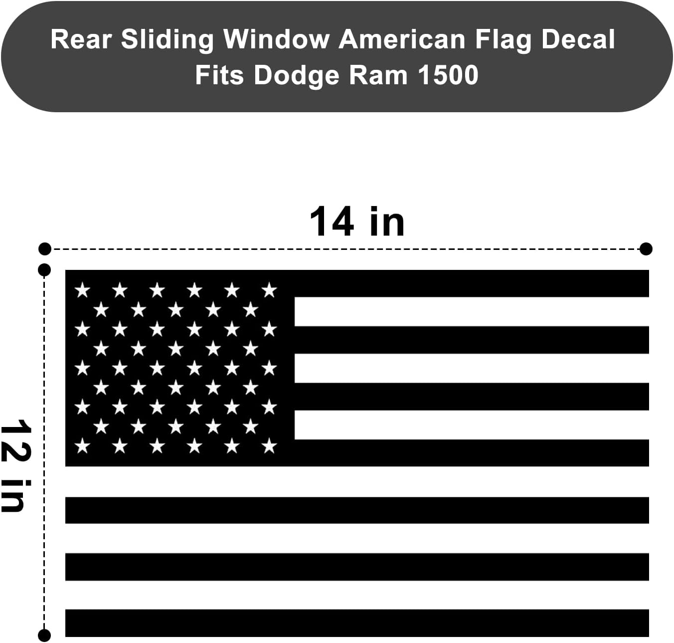 Calcomanías para ventana trasera para camionetas, calcomanías de bandera estadounidense para ventana trasera corrediza para Dodge Ram 1500,