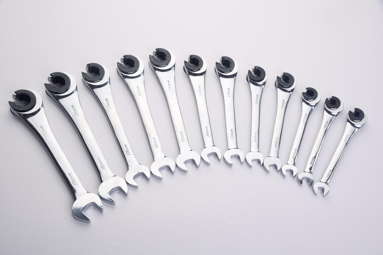FLZOSPER Llave métrica de 0.354 in para tubos fijos, llave de extremo abierto de trinquete de tubo de cabeza fija, llave combinada de trinquete
