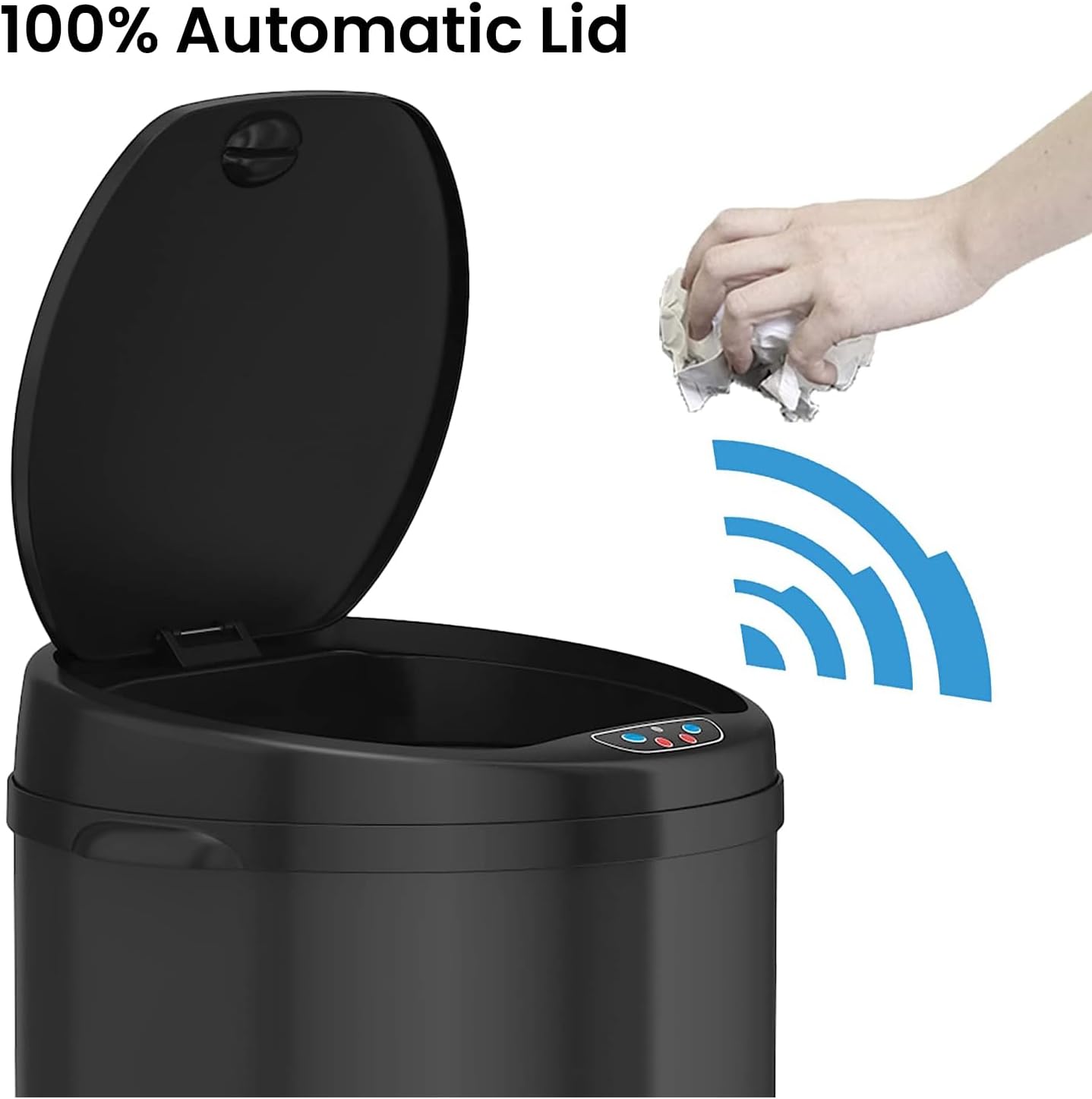 iTouchless Cubo de basura de acero, perfecto para el hogar, cocina, oficina, cubo de basura con sensor sin contacto de 8 galones con sistema de
