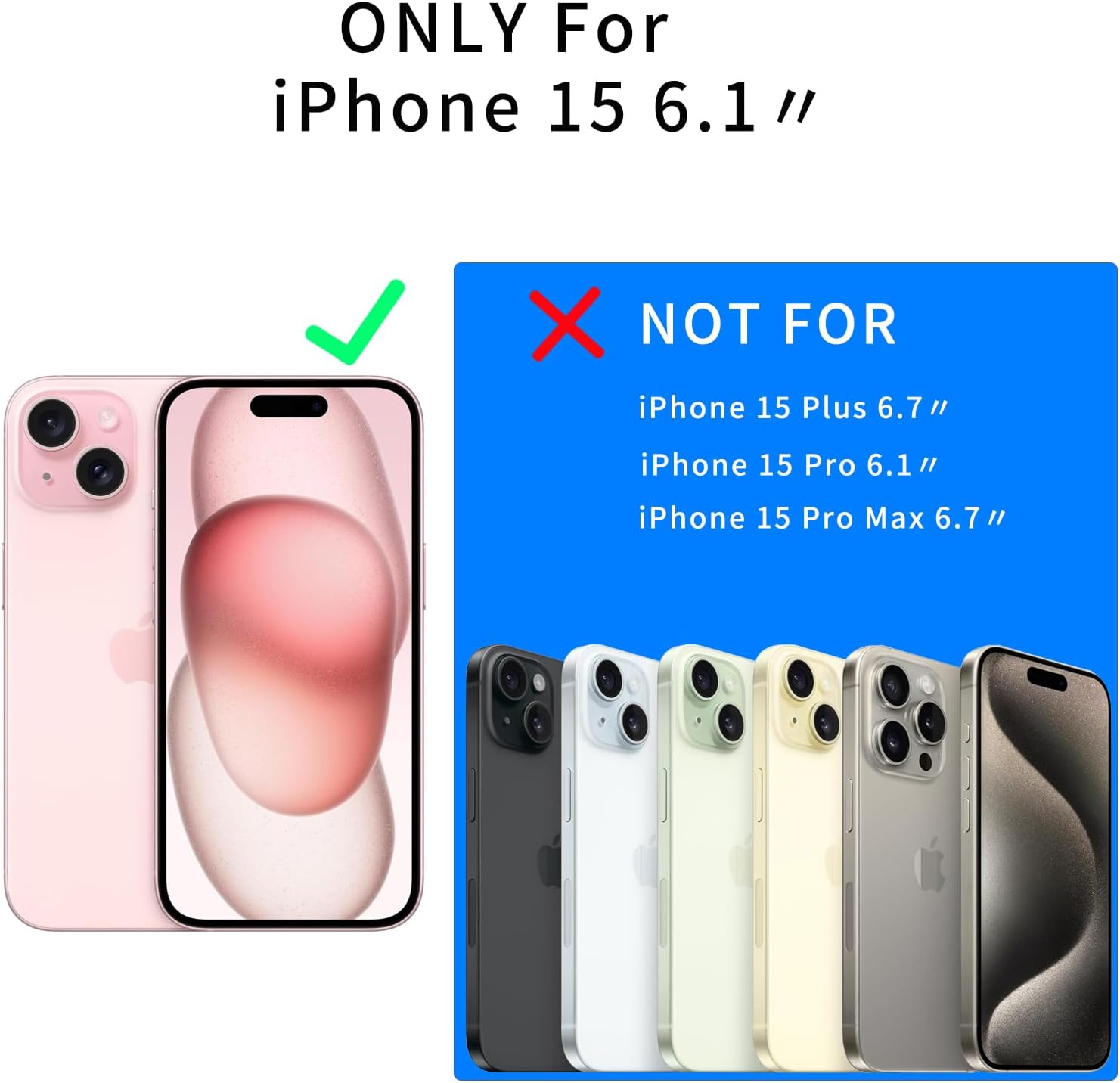 Funda para iPhone 15, iPhone 15 para mujeres y hombres, funda de piel sintética con tapa para tarjeta de crédito RFID, correa cruzada carcasa