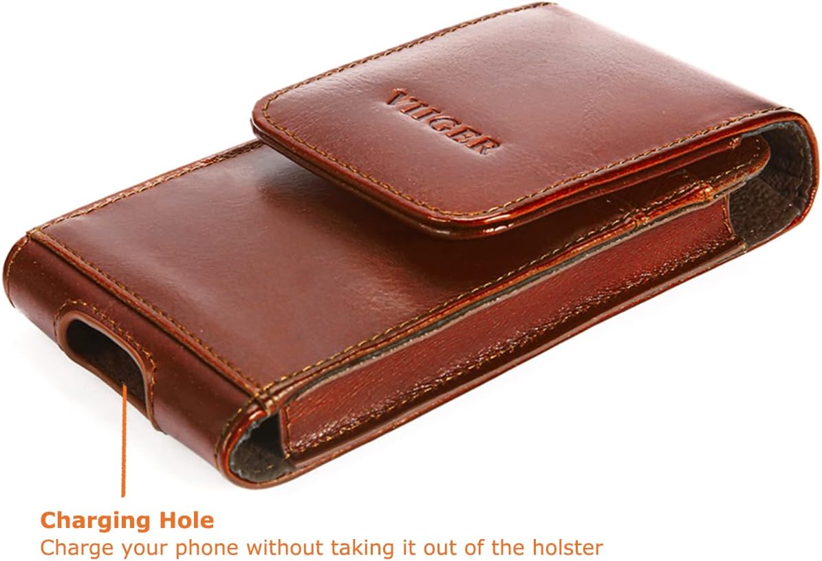VIIGER Funda de cuero para teléfono celular para cinturón, funda de teléfono inteligente para iPhone 15 Pro Max 14 Pro Max Galaxy S24 S23, clip para