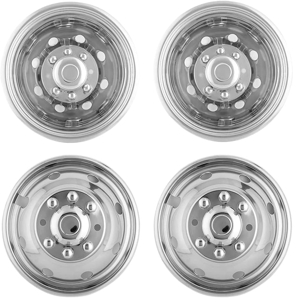 4 simuladores de rueda de 16 pulgadas compatibles con Ford F350 1974-1998 E350E450 1992-2021 Dodge Ram 3500 1974-1999, tapones de 8 lengüetas, 8