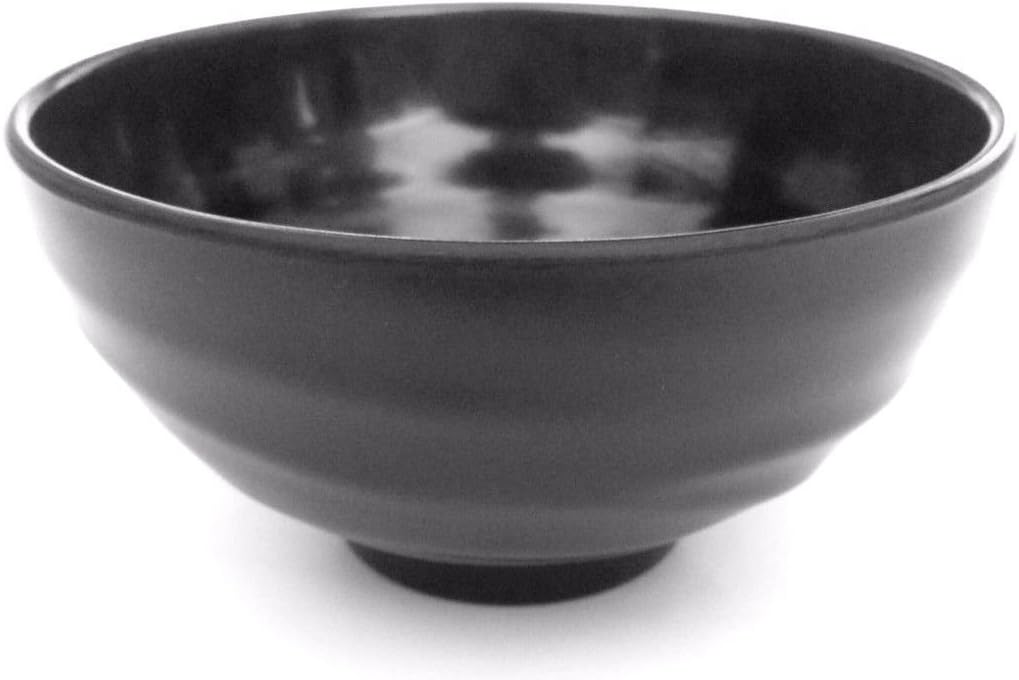 Lucky Star (redondos, melamina tazones Pho sopa de fideos Ramen Wonton sopa tazón de arroz, 4.5″ (8oz), 5.5″ (16oz), 7.5″ (46oz), Negro, Swirl