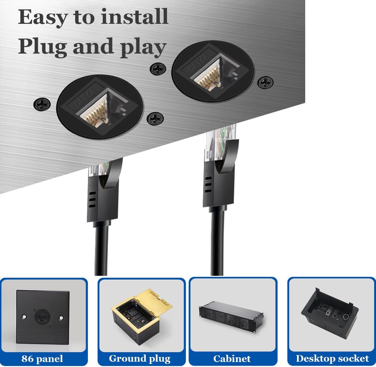 PENGLIN Adaptador de montaje en panel RJ45, acoplador de alimentación RJ45 hembrahembra, conector de red LAN de extensión Ethernet CAT6A para