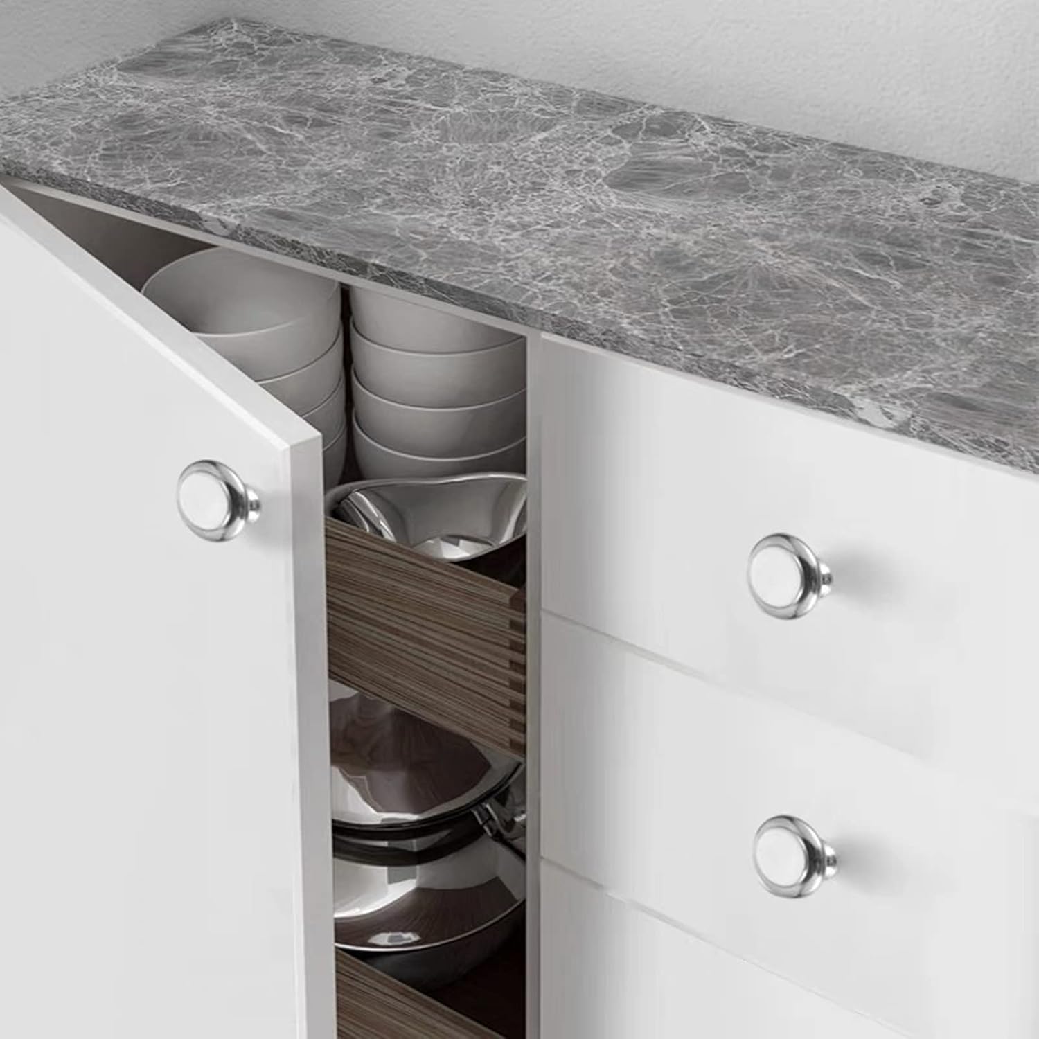 4 pomos de puerta de armario, pomo de puerta de cajón de armario para muebles de cocina, perilla de gabinete de acero inoxidable con tornillos, gris