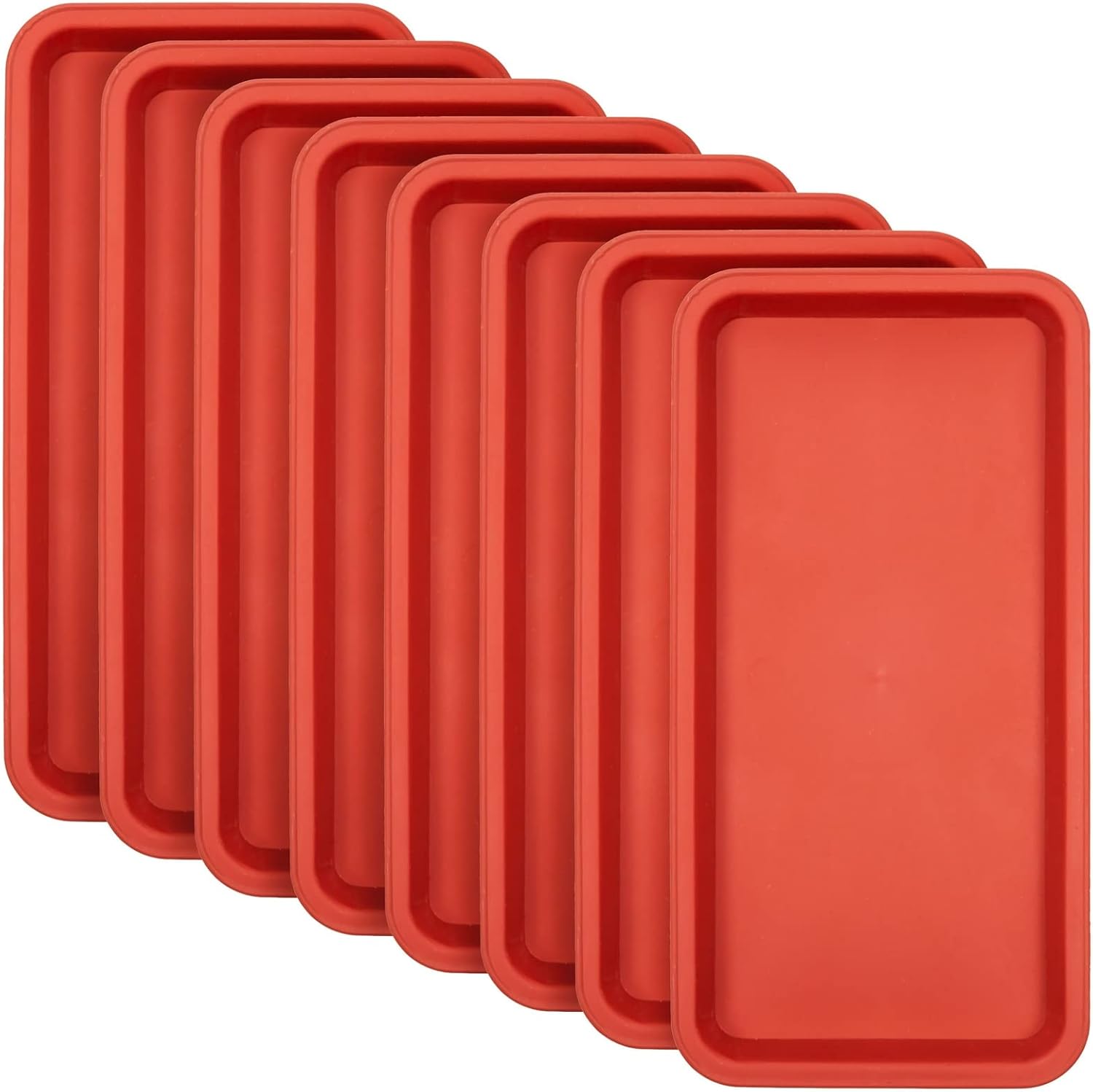 Juvale Paquete de 8 bandejas de plástico para goteo, macetas, ollas, bandejas rectangulares para interiores y exteriores (rojo terracota, 6.5 x 12