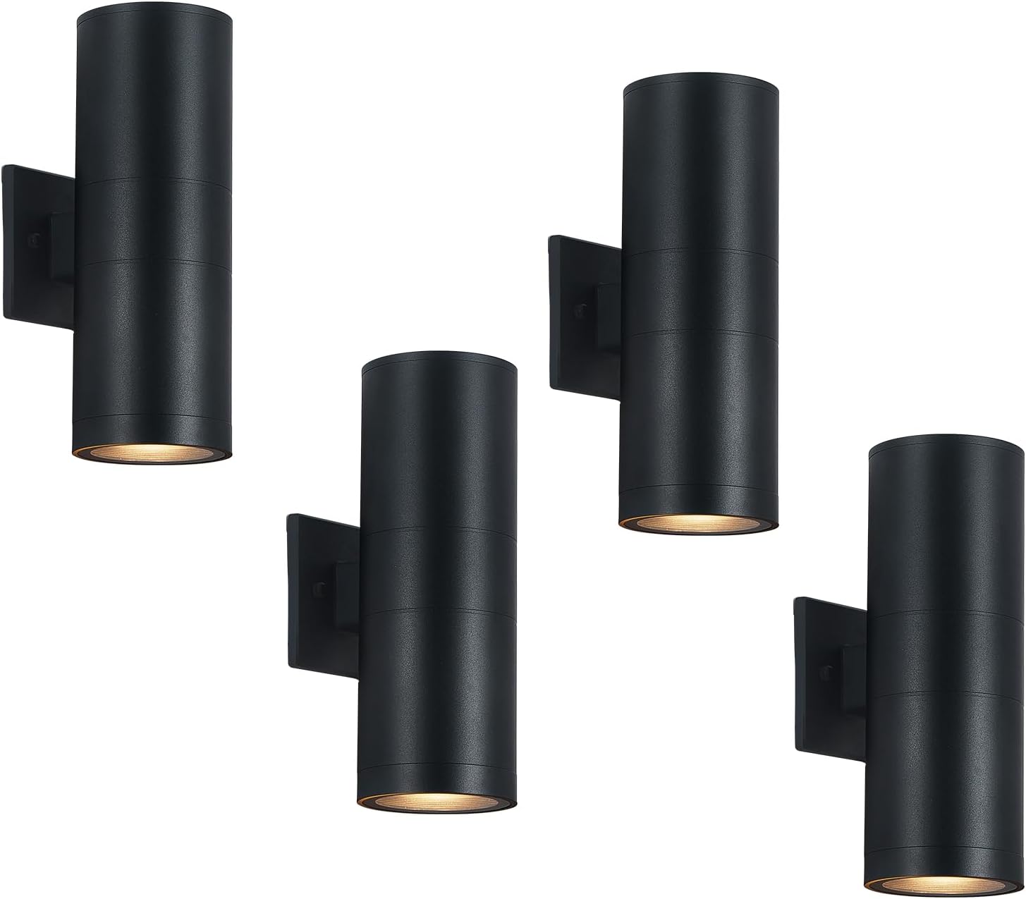 DUJAHMLAND Apliques de pared para exteriores, luces de pared exterior arriba y abajo, lámpara de pared moderna de aluminio negro mate, accesorios de