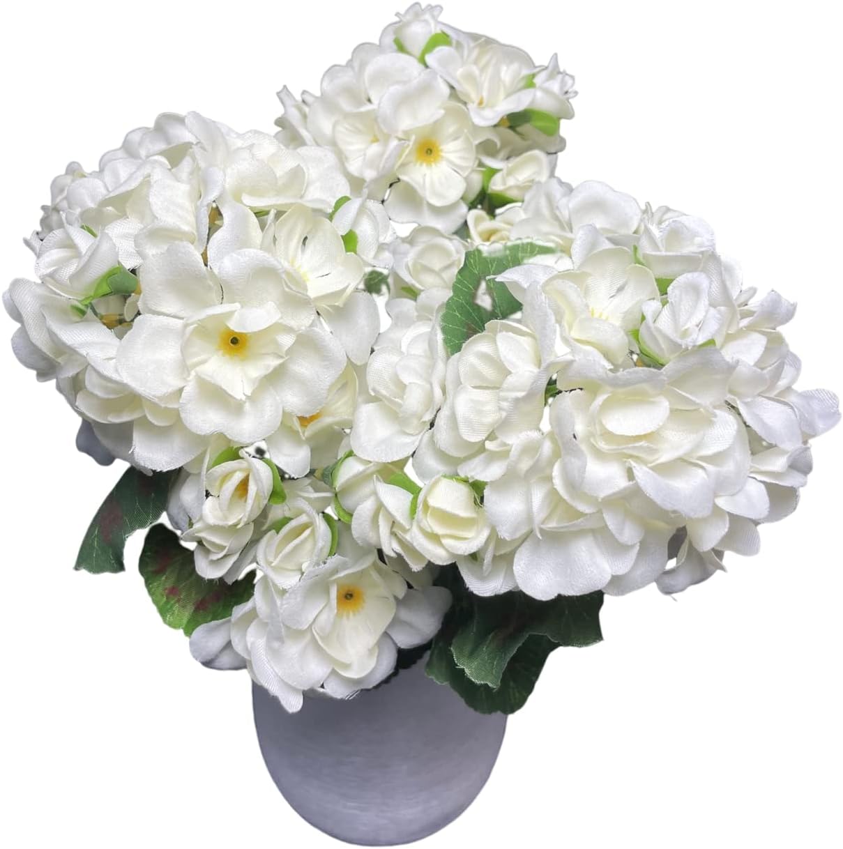 Arbusto de geranio artificial, begonia, planta de seda falsa para macetas de exteriores, jardín, decoración del hogar (3, blanco)