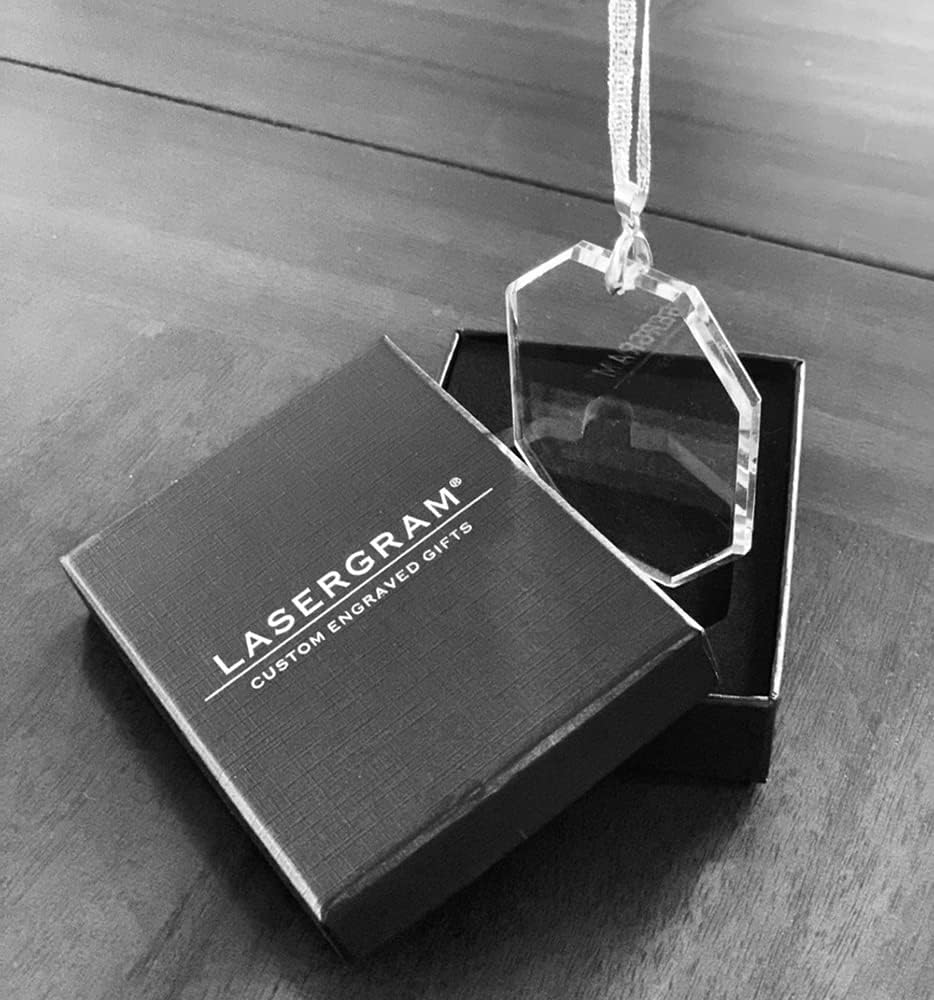LaserGram Adorno de Navidad, dragón, grabado personalizado incluido (forma rectangular)