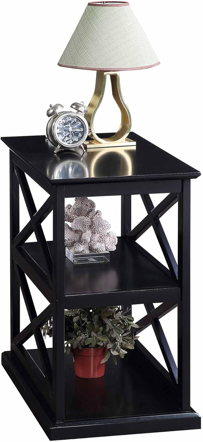 Convenience Concepts Coventry – Mesa auxiliar para silla con estantes, color negro