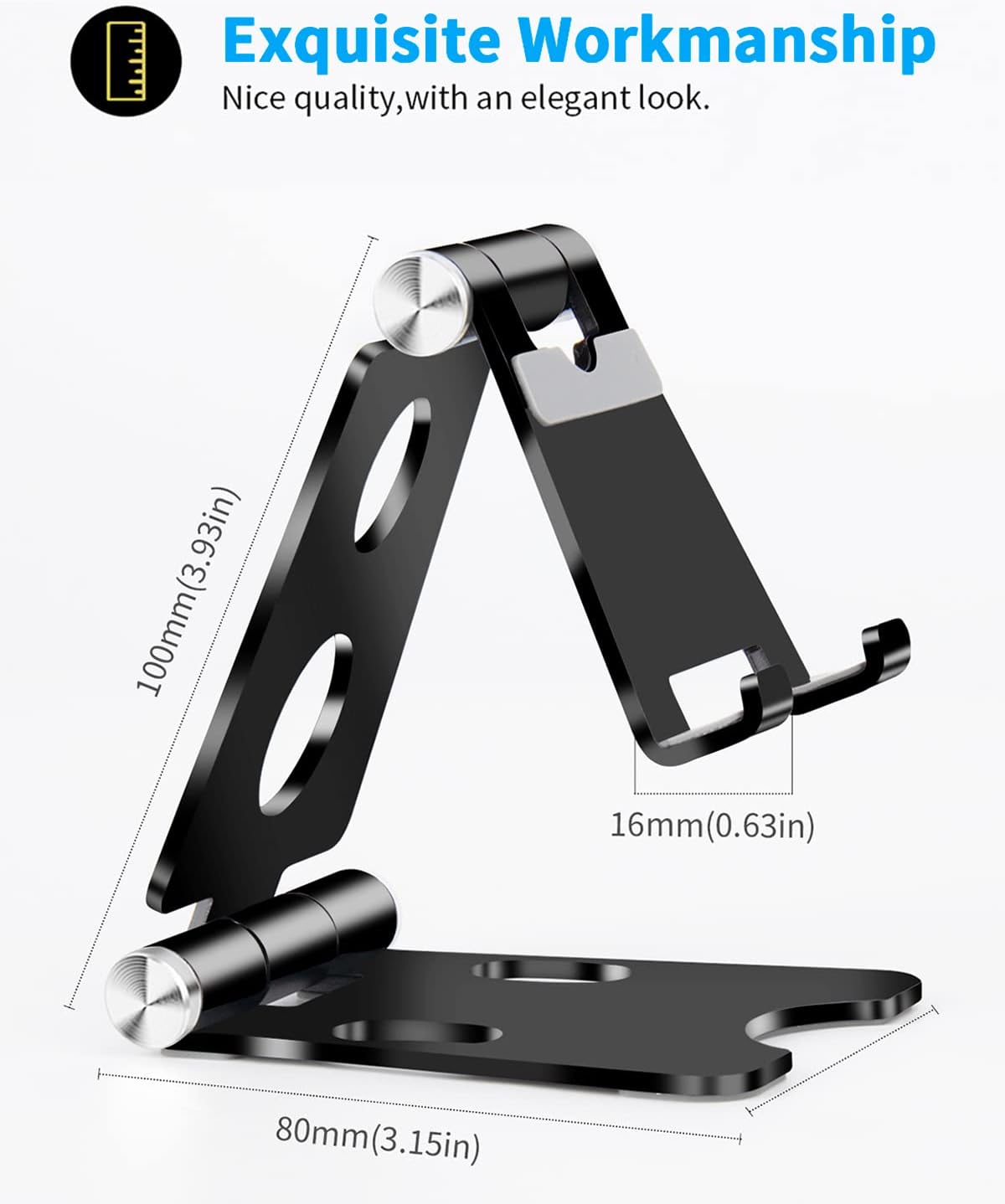 Paquete de 2 soportes para teléfono, soporte plegable de aluminio completo para teléfono móvil, soporte de teléfono de escritorio para teléfonos