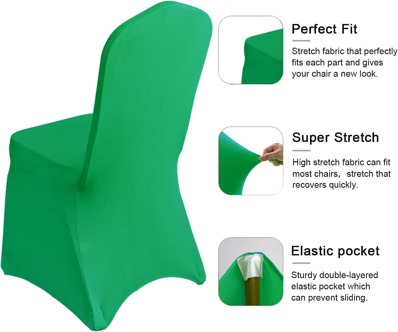 10 fundas para sillas de elastano verde fresco, fundas elásticas universales para sillas de banquetes, fundas protectoras universales para bodas,
