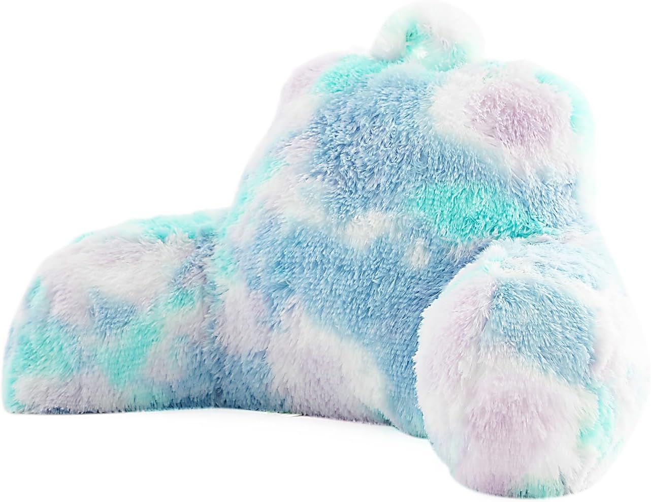Bedriping Almohada de lectura para cama para adultos, almohada de respaldo de piel sintética con brazos, almohada ergonómica para sentarse en la