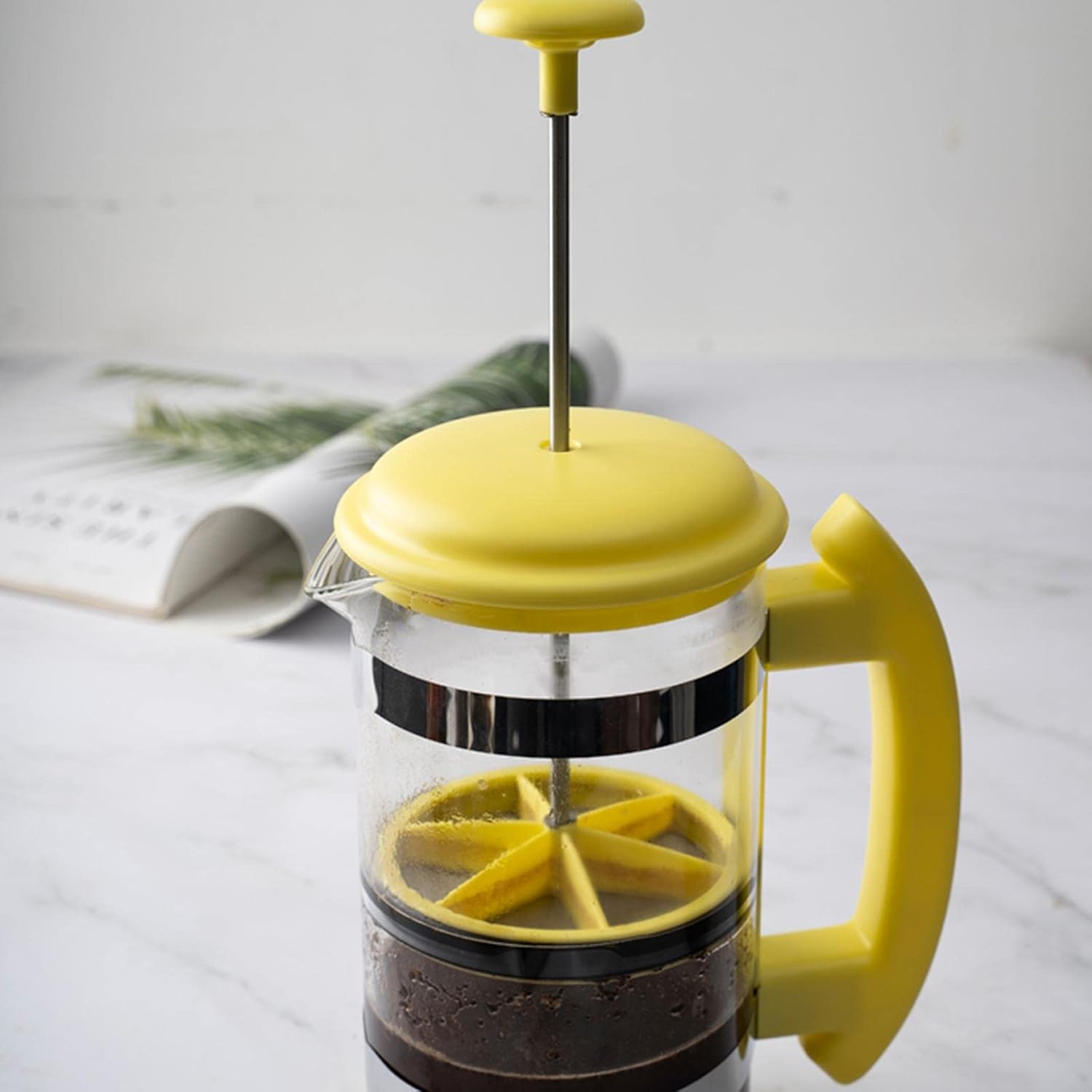 Cafetera de prensa francesa de 34 onzas, prensa de café de acero inoxidable, cafetera de vidrio de borosilicato resistente para acampar y viajes,