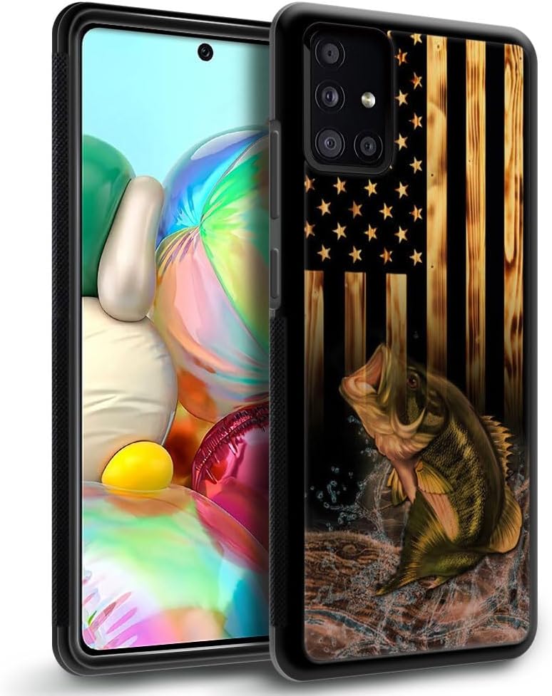 DJSOK Funda compatible con Samsung Galaxy A51 4G, diseño de madera con diseño de bandera estadounidense de lujo para el patrón de atrás+protector de