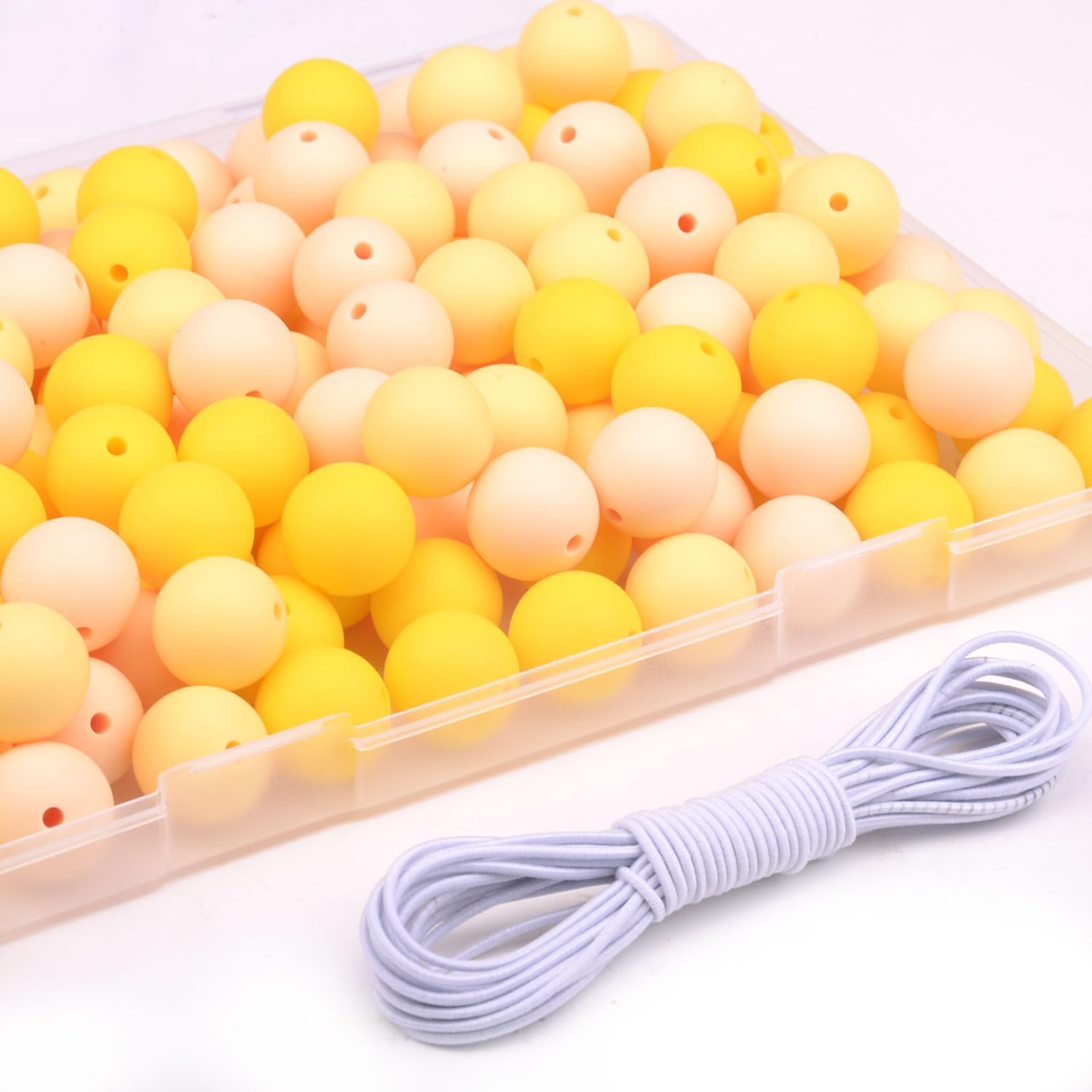 70 cuentas de silicona de color amarillo degradado, cuentas redondas de silicona de 0.59 pulgadas para hacer llavero, pulsera, collares, cuentas de