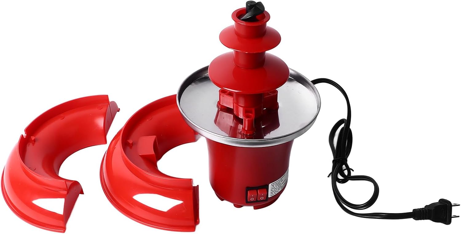 Máquina de fuente de chocolate de tres capas, mini fondue de chocolate para derretir nostalgia desmontable, fondue de chocolate para juegos de