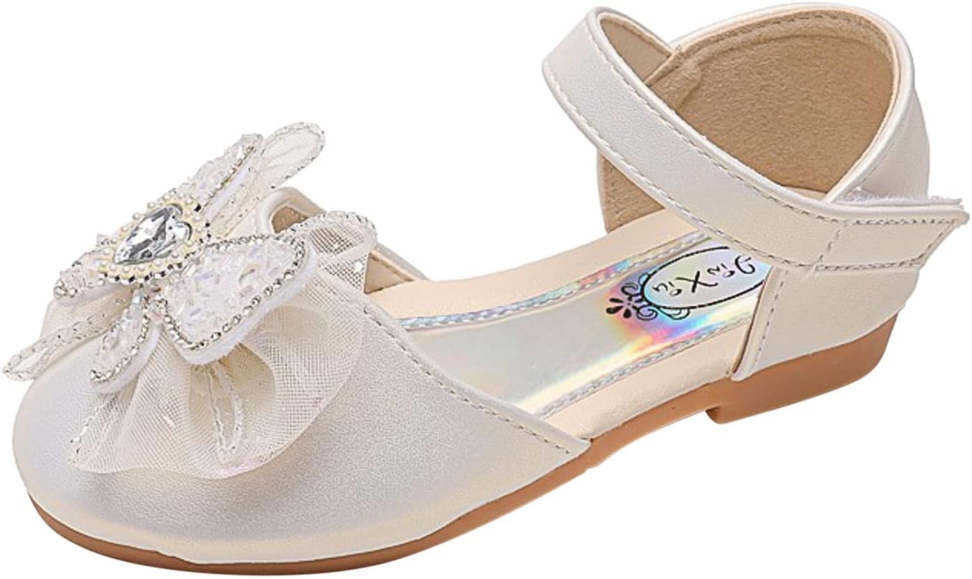 Sandalias de verano para niños y niñas, parte inferior plana, ligeras, transpirables, con cinta de lentejuelas, lazo de gancho y lazo para niños