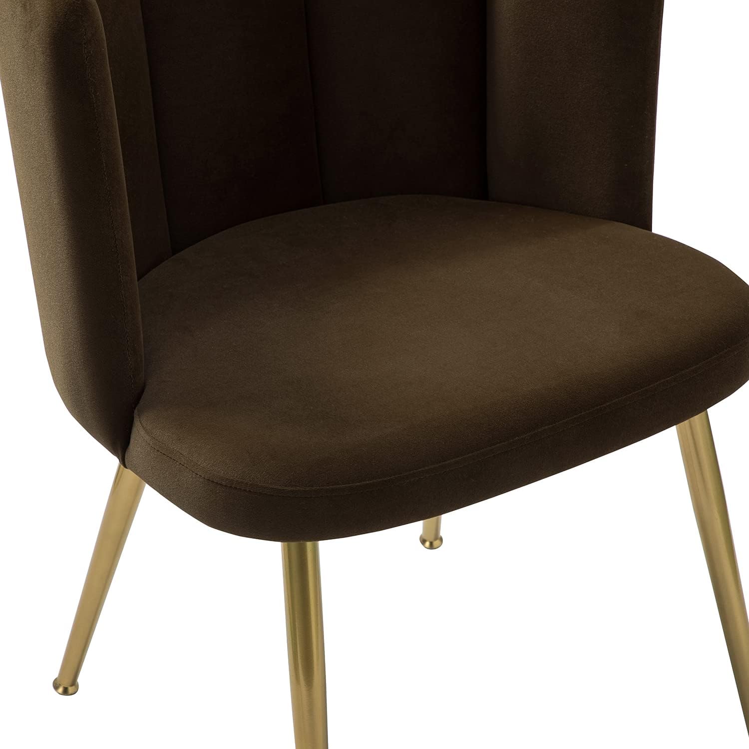 HULALA HOME Silla de comedor de terciopelo moderna con respaldo de concha y patas de metal dorado, cómoda silla tapizada para sala de estar,