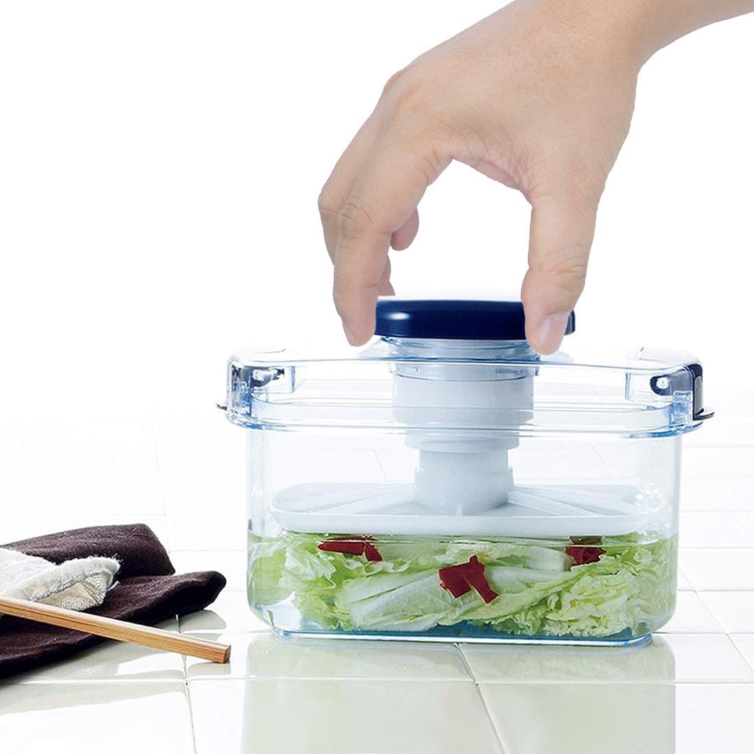 Tsukemono – Contenedor rectangular para hacer pepinillos instantáneos, fabricado en Japón, sin BPA (azul, 2.2 litros)
