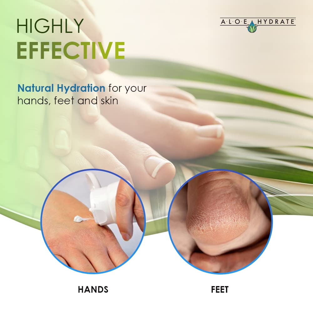 AloeHydrate Crema de manos esencial alivia, repara, suaviza y suaviza las manos y pies secos, las cutículas y la piel agrietada. Loción de manos no
