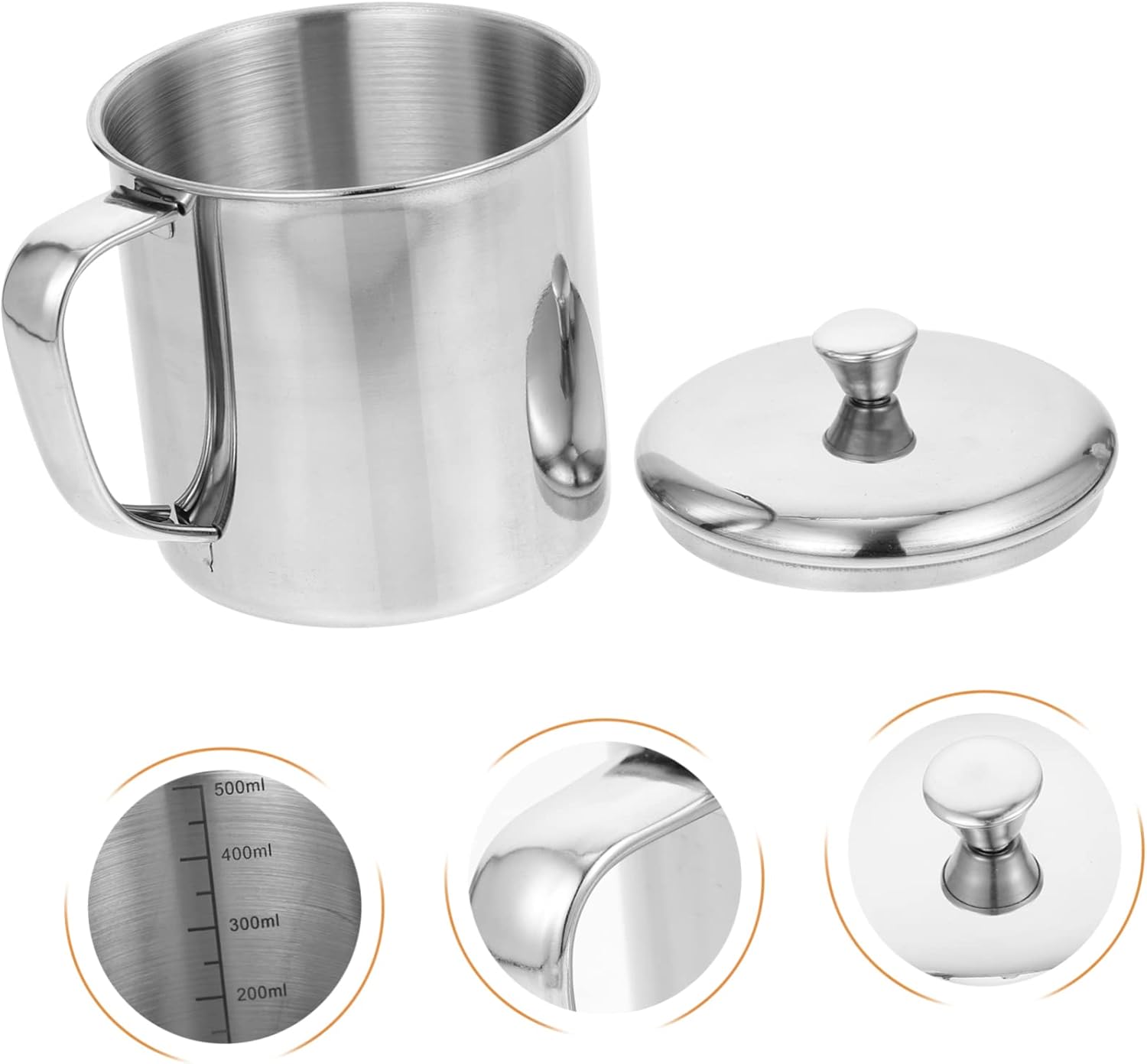 HOMSFOU Taza de agua de acero inoxidable Taza de café inastillable Taza de camping Taza de cerveza Taza de medición Jarra de viaje Taza de leche de