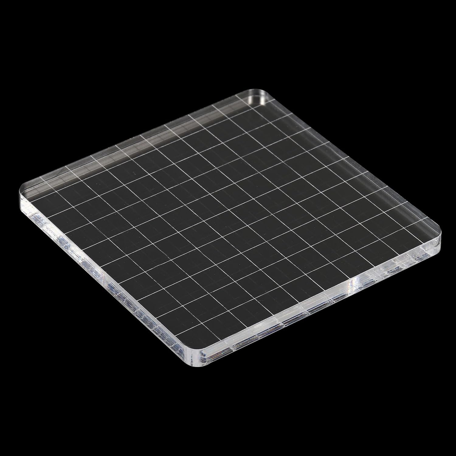 PATIKIL Bloque de sello acrílico de 4 x 4 pulgadas, bloque de estampado transparente con líneas de cuadrícula, bloques de montaje decorativos