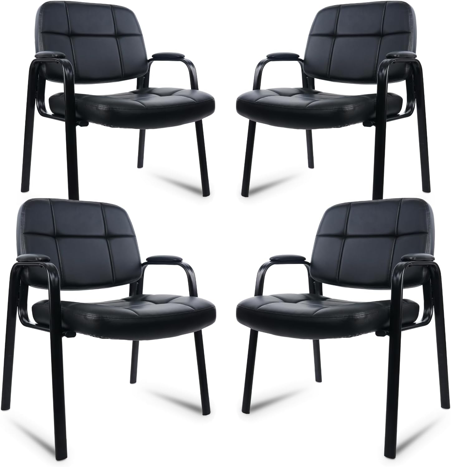 CLATINA Silla grande y alta para invitados de oficina, 400 libras con respaldo acolchado de cuero regenerado, asiento ancho, silla de recepción,