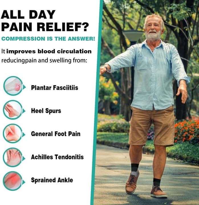Sgjdewo Calcetines de neuropatía para hombres y mujeres (2 pares)  Calcetines calmantes aplicados a neuropatía, fascitis plantar, alivio del dolor
