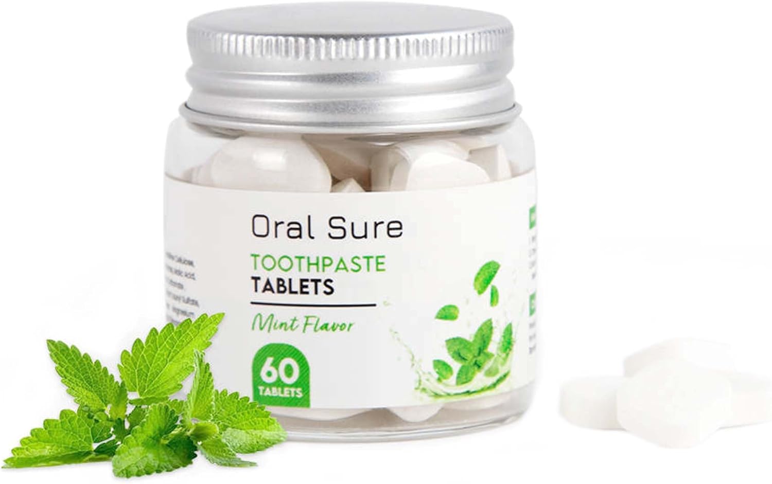 Tabletas de pasta de dientes, sabor a menta, antiplaca, anticaries y evita la caries dental, anti-gingivitis, limpiador oral, apto para viajes, sin
