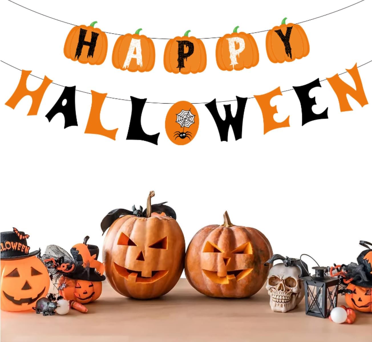 Juego de suministros de globos para fiesta de Halloween, incluye adornos para cupcakes, accesorios para fotos de selfies, pancarta de Halloween,