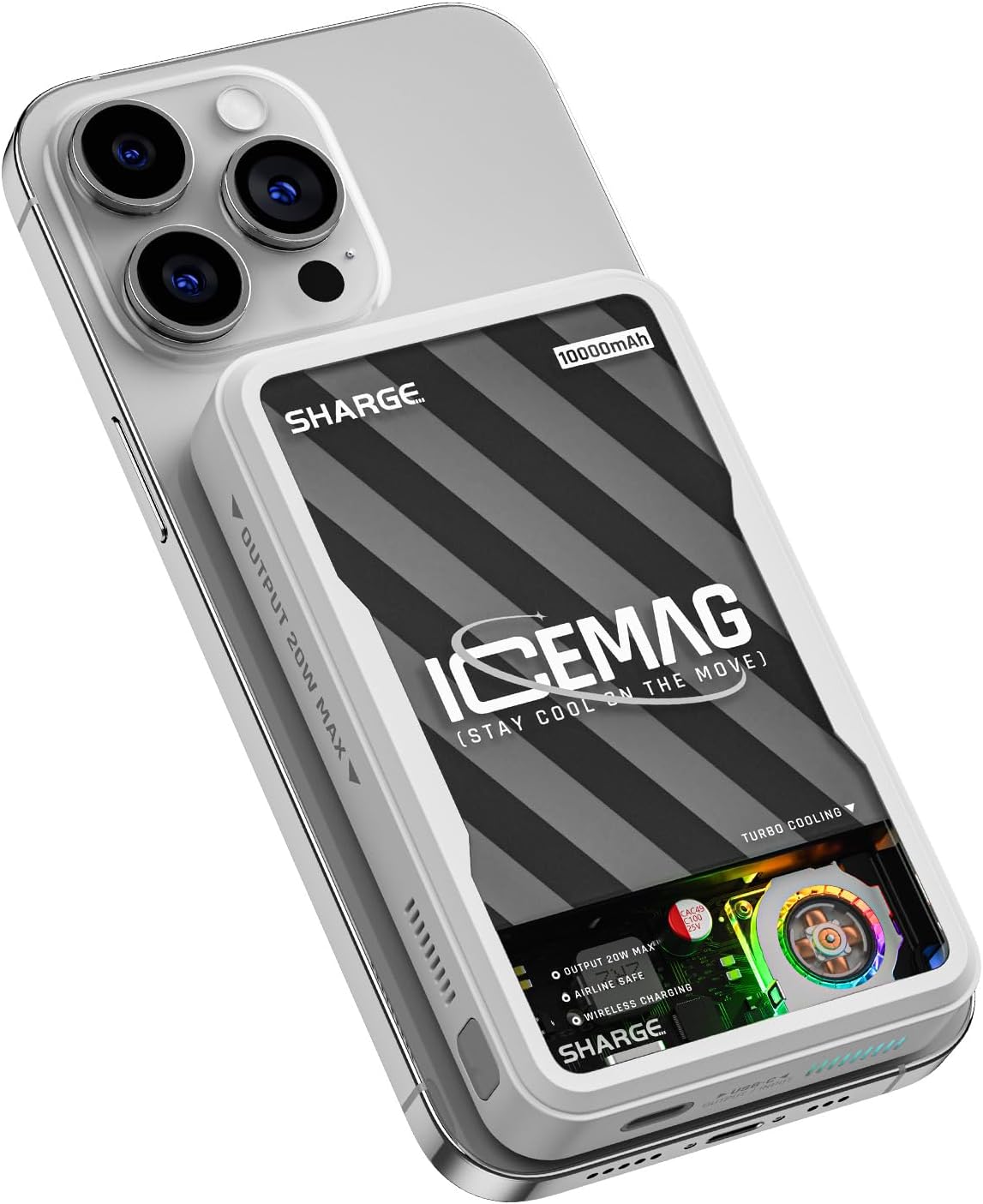 sharge ICEMAG – Banco de energía magnético, la primera batería de 10000 mAh del mundo con refrigeración activa para MagSafe, cargador portátil