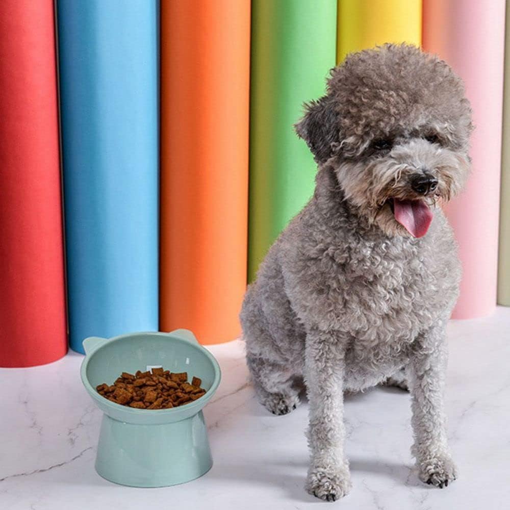 Cuencos de soporte antivuelco para gatos, cuencos de pie para cachorros, cuencos elevados para gatos y perros, tazones elevados para perros (rosa)