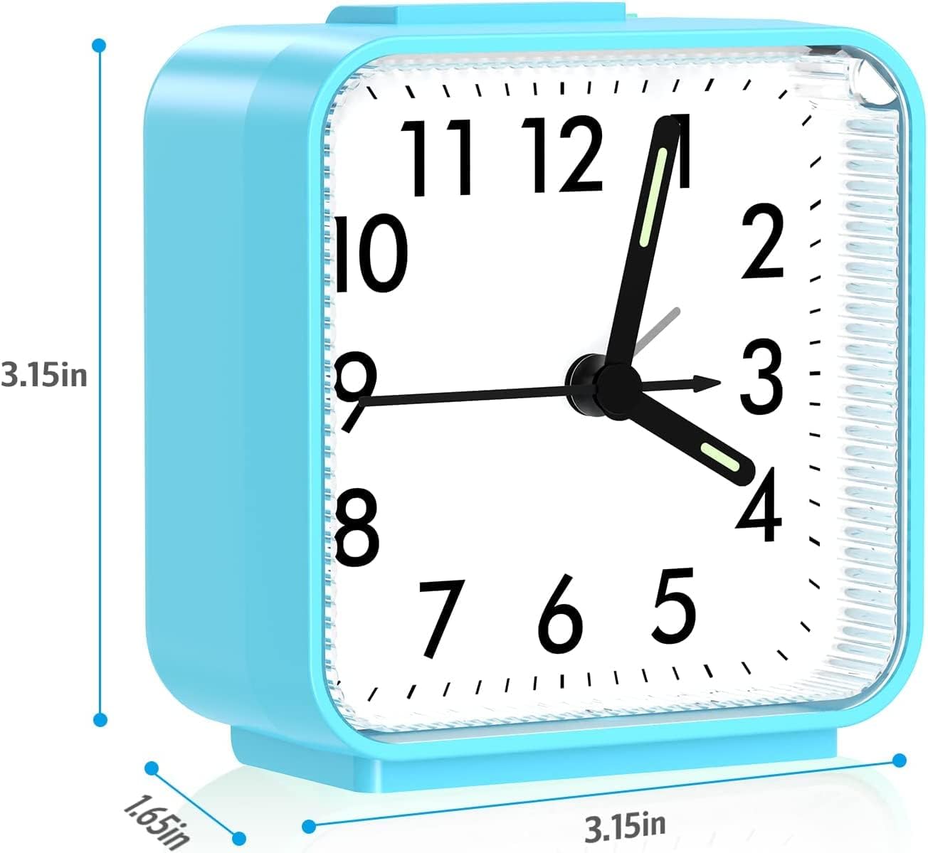 AMIR Reloj despertador analógico, reloj pequeño silencioso sin tictac, reloj despertador de viaje con repetición y luz, sonidos de pitido