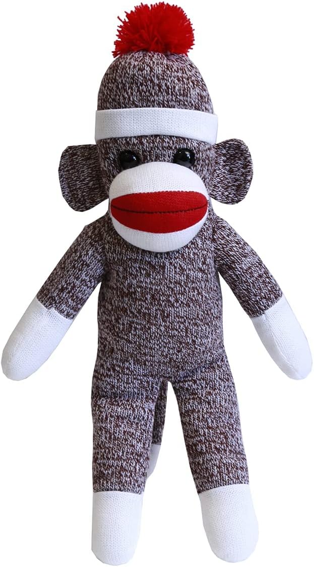 Plushland Adorable mono calcetín, el original juguete de peluche tradicional tejido a mano, regalo para niños, bebés, adolescentes, niñas y niños,