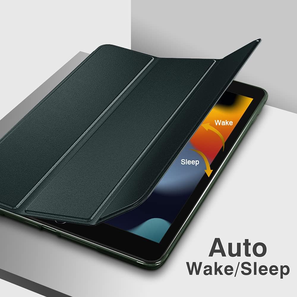 MoKo – Funda compatible con iPad 2019, fina, ligera, inteligente, carcasa, cubierta de soporte con protector trasero traslúcido esmerilado