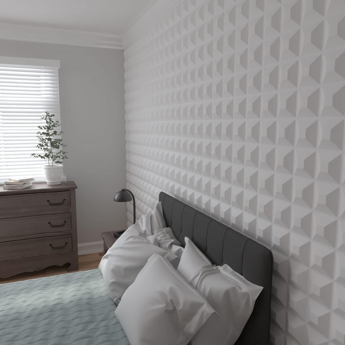 Ekena Millwork WP12X12SWWH-CASE-20 11 78 pulgadas de ancho x 11 78 pulgadas de alto Swindon EnduraWall Decorativo 3D Cubiertas de panel de pared
