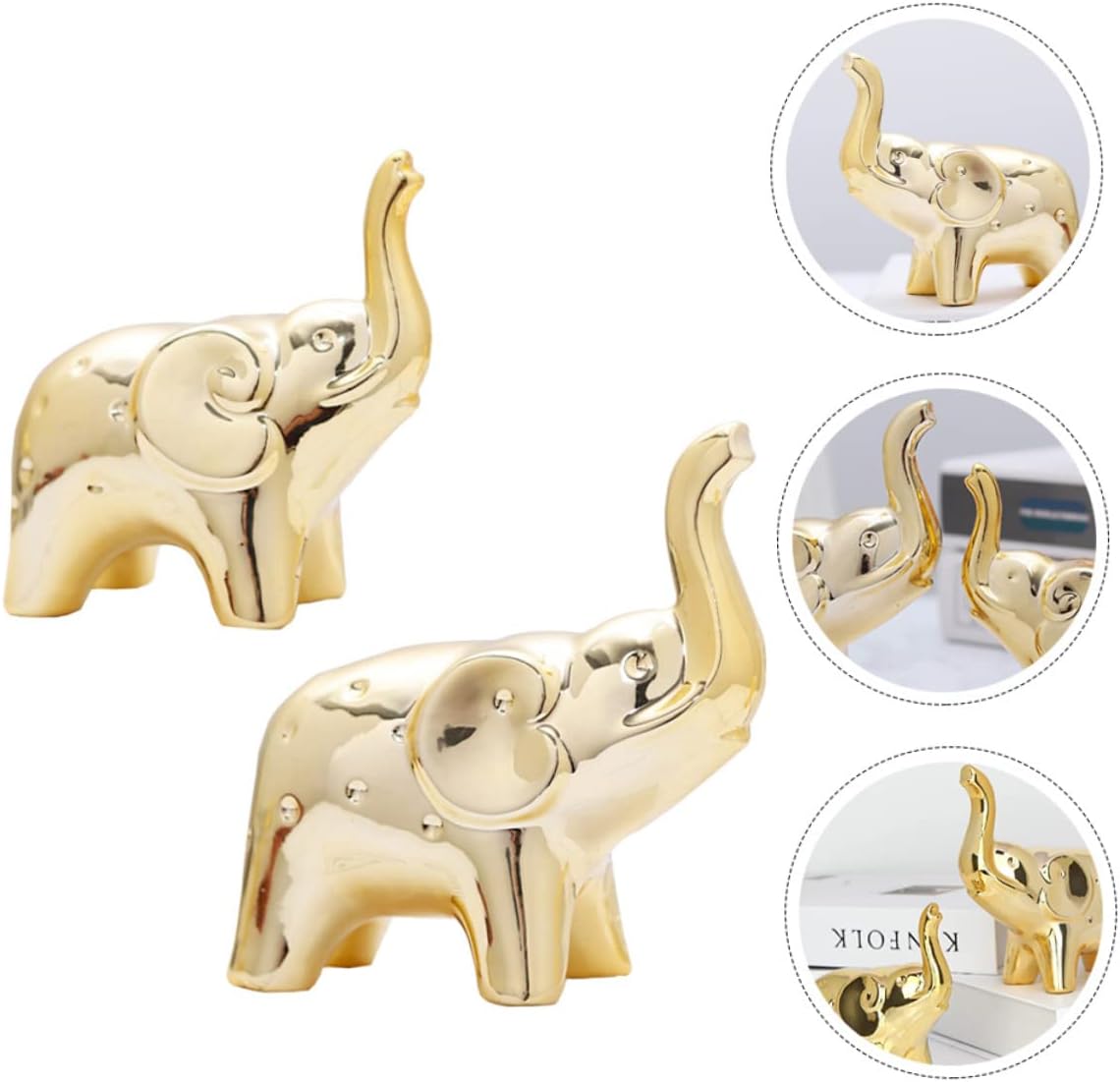 Abaodam 6 piezas de elefante bebé chapado en oro adorno elefante miniatura riqueza suerte estatua jardín elefante estatua fantasma elefante salvaje