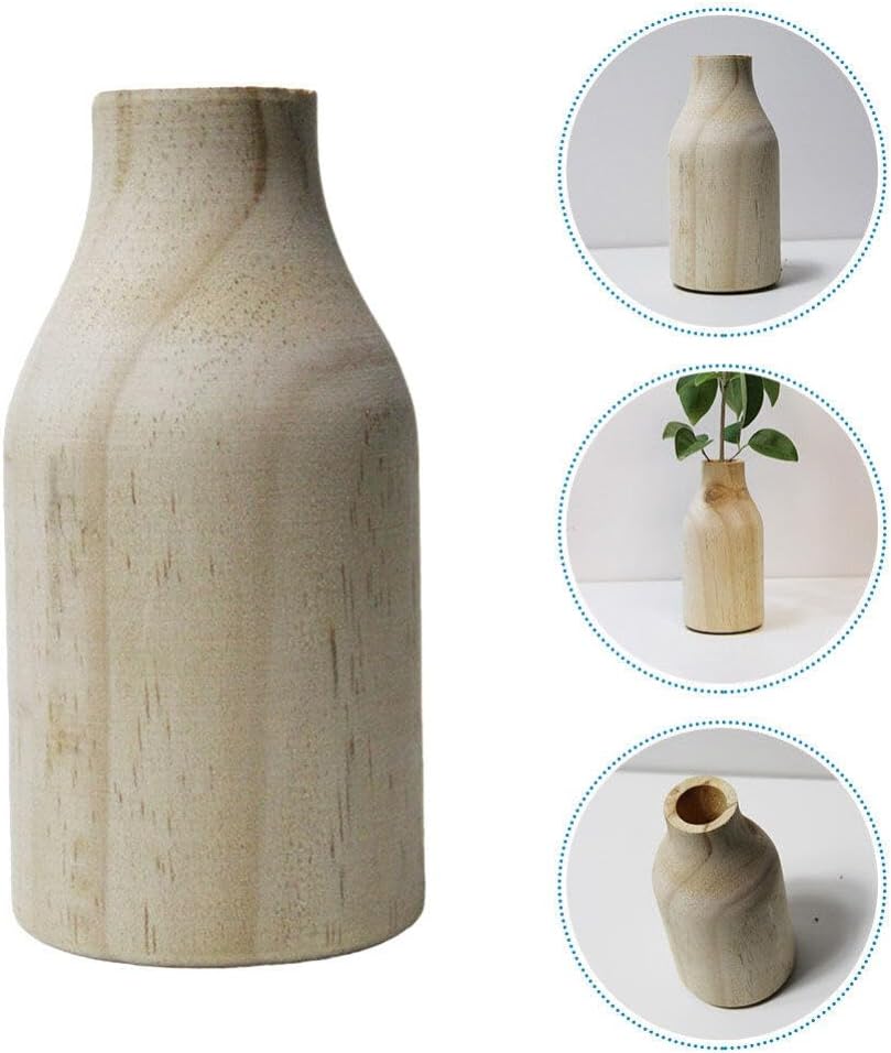 VOSAREA Florero de madera Florero de madera Arreglo de flores Pot Mesa de comedor Jarrón para planta seca