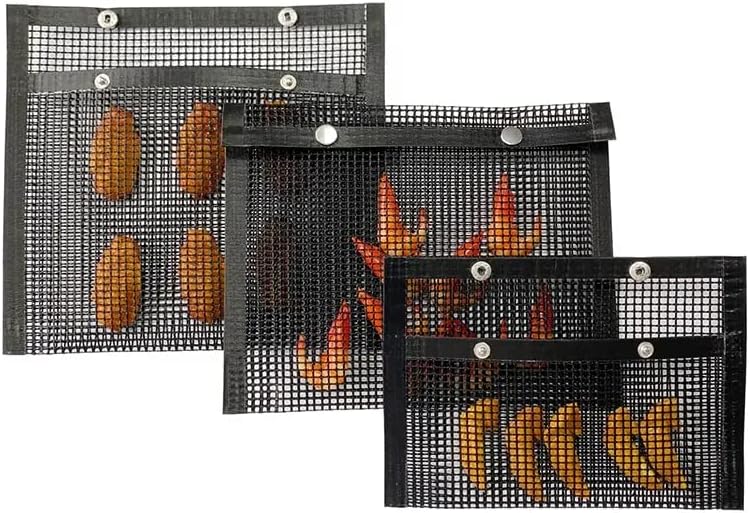 The Ultimate BBQ Hack paquete de 3 bolsas antiadherentes de malla para parrilla, bolsa reutilizable para parrillas y ahumadores, resistente al