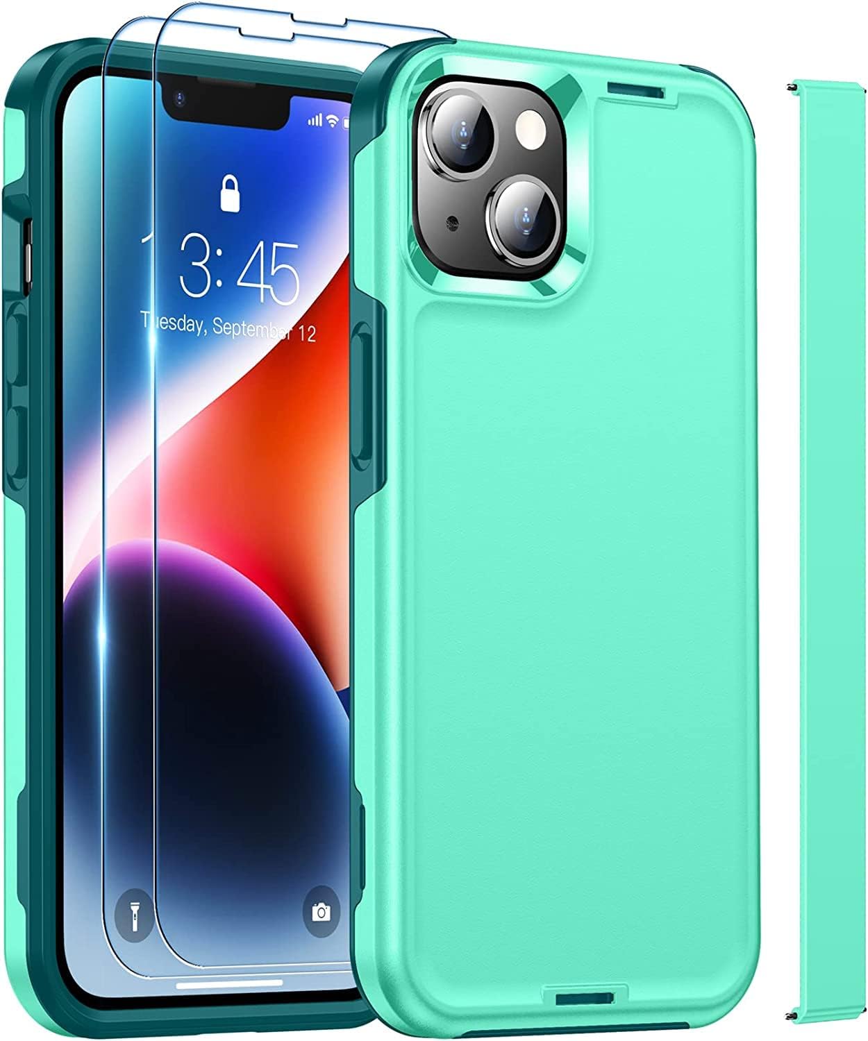 kurdene Funda para iPhone 13 protección contra caídas de grado militar protector de pantalla de vidrio cuerpo completo resistente a prueba de golpes