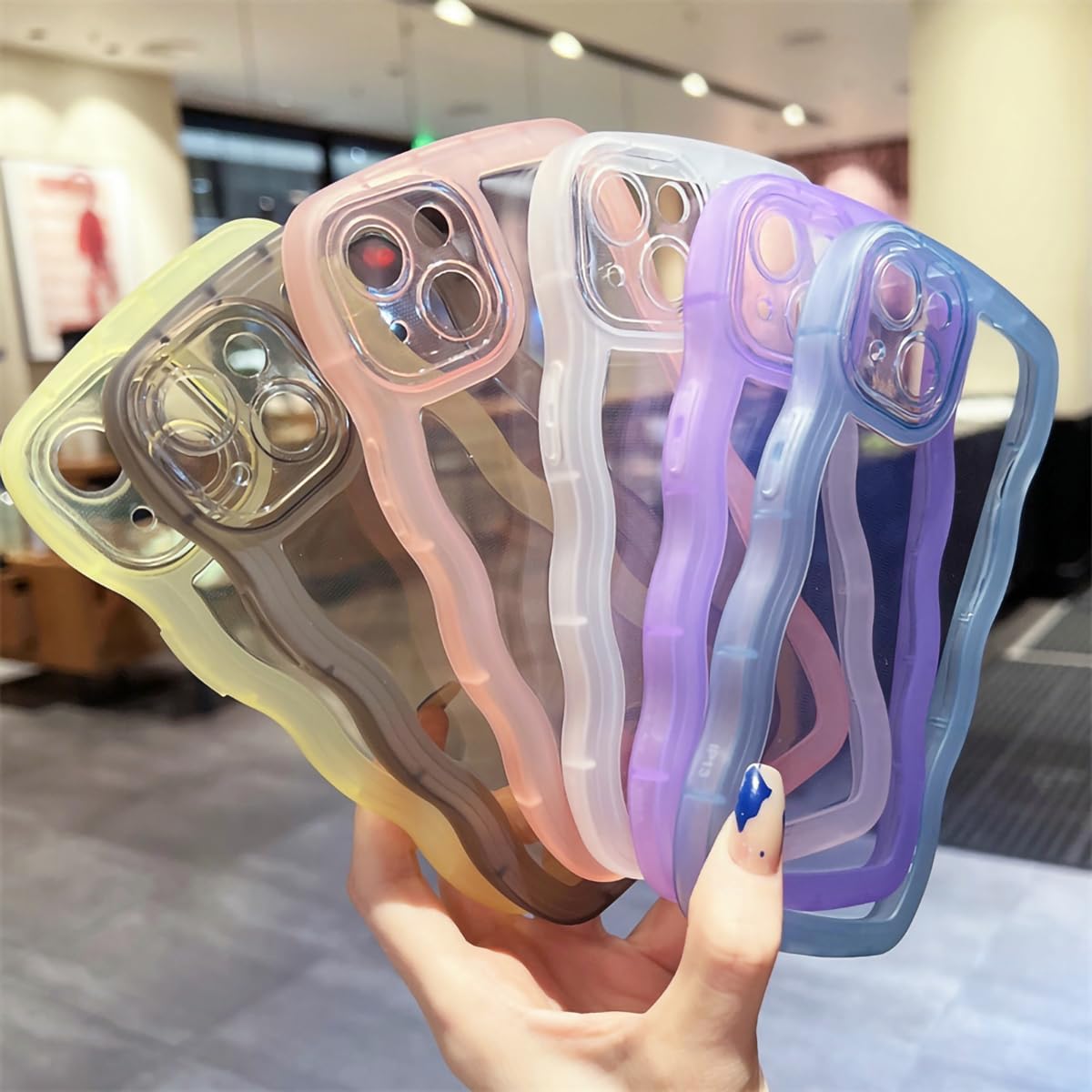 UMIONE – Funda de silicona suave para iPhone 11 de 6.1 pulgadas, forma de marco de onda rizada kawaii, a prueba de golpes, funda protectora para
