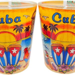 Westmon Works Cuba Shot Glass Cuban Souvenir Pack Dos de los mismos vasos con escenas de la nación tropical de la isla Westmon Works Cuba Shot Glass Cuban Souvenir Pack Dos de los mismos vasos con escenas de la nación tropical de la isla