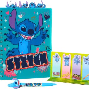 Innovative Designs Disney Stitch – Cuaderno en espiral, bolígrafo, pestañas adhesivas, 96 páginas rayadas, color azul Innovative Designs Disney Stitch – Cuaderno en espiral, bolígrafo, pestañas adhesivas, 96 páginas rayadas, color azul
