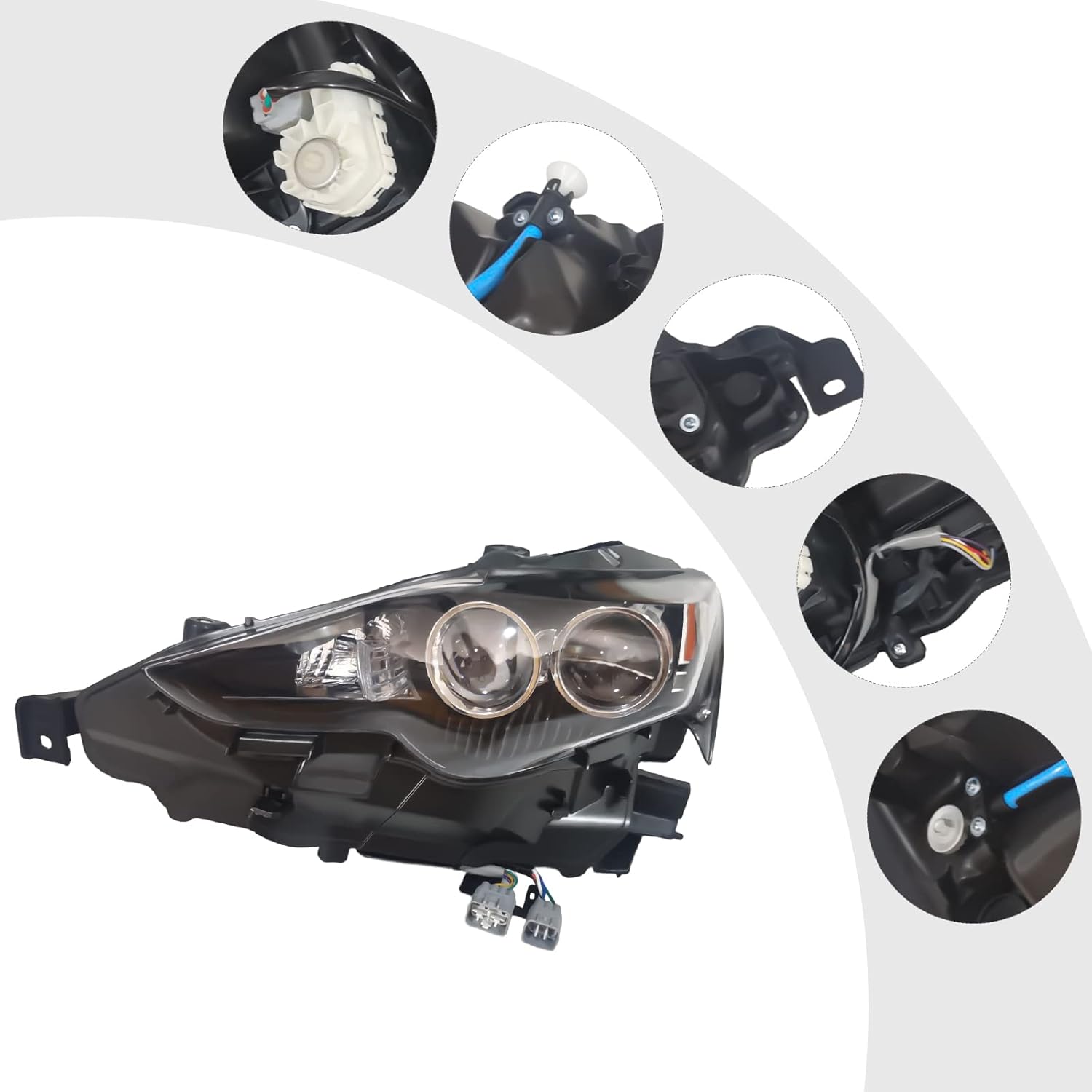 Faro delantero compatible con Lexus IS250 IS350 2014 2015 2016, faros delanteros LED, carcasa negra, lente transparente, lado izquierdo del