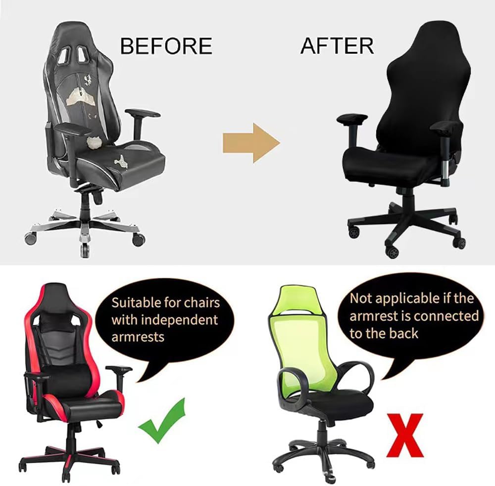 Fundas ergonómicas para silla de oficina, de poliéster elástico, repelente al agua, jacquard, para adultos, videojuegos, reclinables, carreras (sin