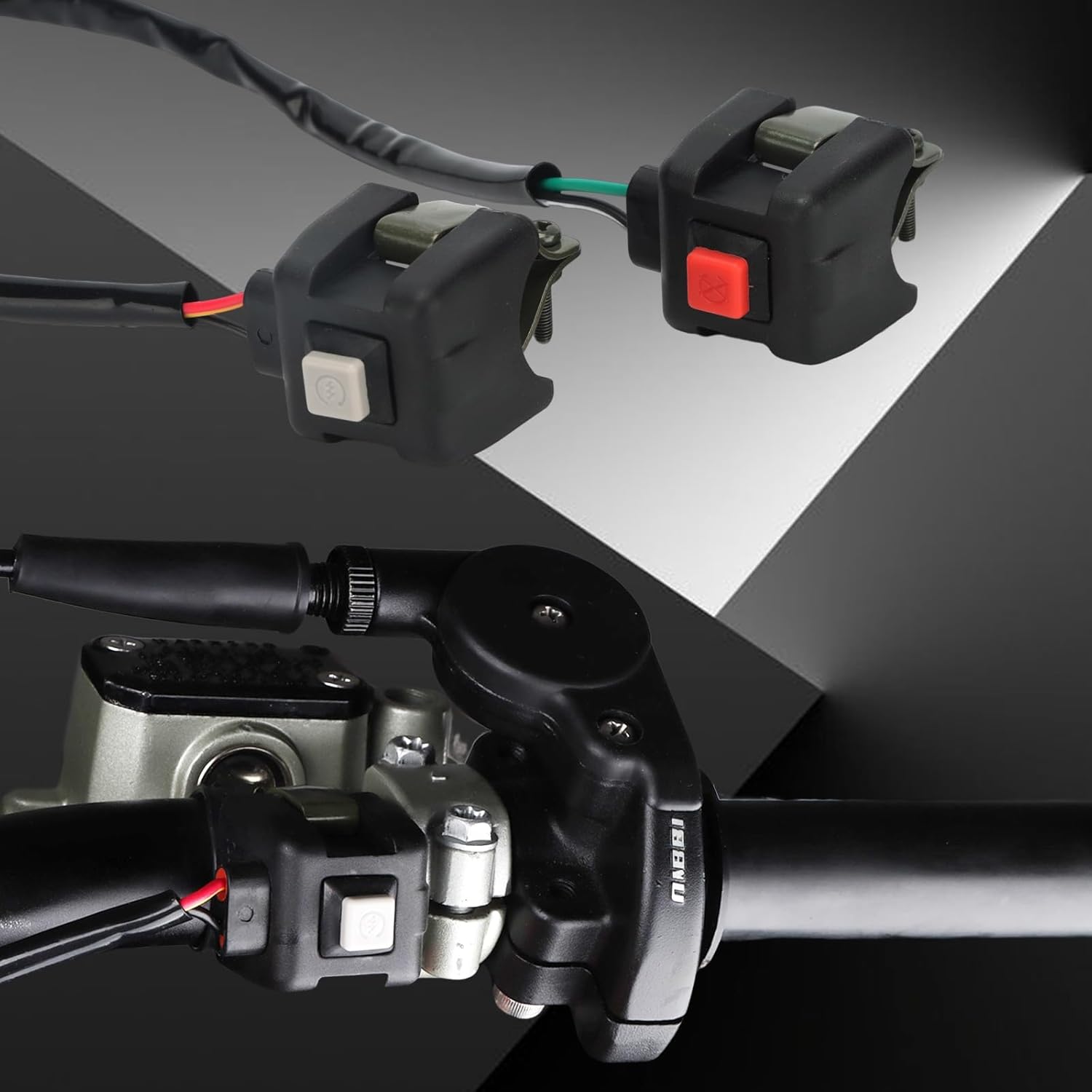 NIBBI – Interruptor de arranque del motor, interruptor de manillar de motocicleta, botón para Dirt Pit Bike ATV Mini Bike 50cc 110cc 125cc 150cc
