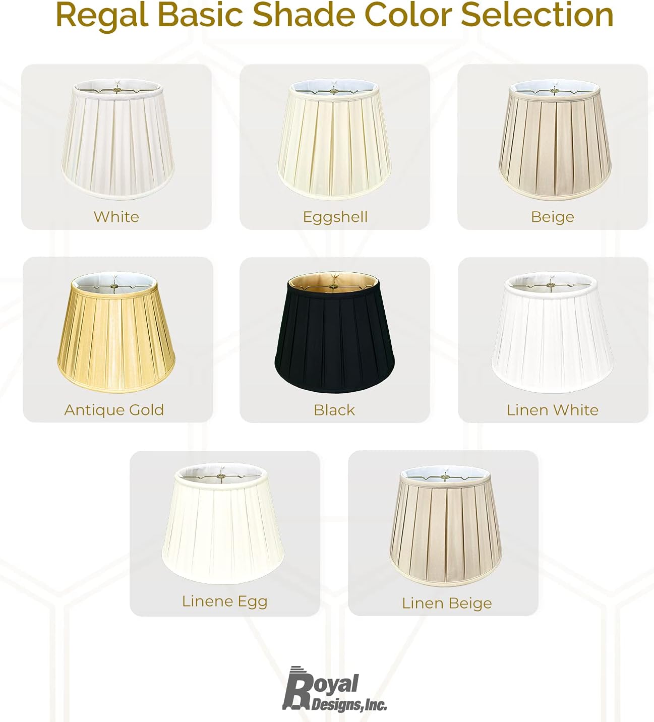 Royal Designs Empire – Pantalla plisada para lámpara básica, color negro y dorado, 12.5 x 20 x 13.5 pulgadas